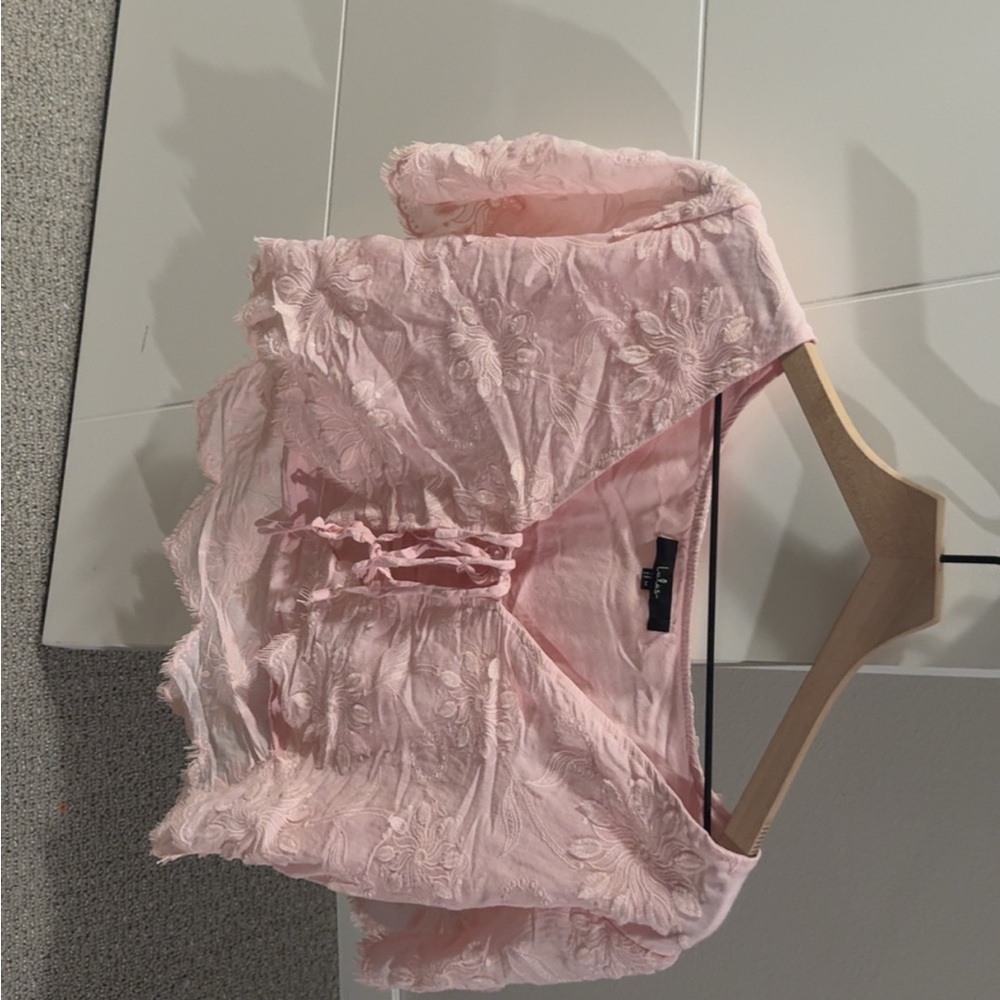 Lulu's Blush Lace-Up Floral Top